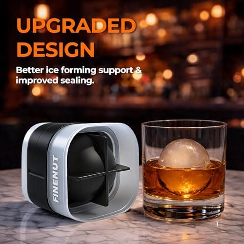 FINENUT Easy Release Ice Ball Maker Mold, 4 Pack, 2.5 Inch Large Round Ice Cube Mold for Whiskey & Cocktails, Stackable Lid, Reinforced Leak-Resistant Silicone, BPA-Free - Thumbnail 4