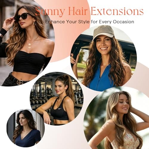 Sunny Hair Clip in Hair Extensions Real Human Hair 120g Remy Hair Clip in Extensions for Women Human Hair Extensions Black Ombre Brown Balayage Caramel Blonde 22 Inch - Thumbnail 6