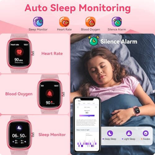 Smart Watch for Kids with Heart Rate Sleep Monitor, Games/Alarm/IP68 Waterproof Smart Watch for Boys Girls, Step Calorie Pedometer Activity Tracker, Kids Fitness Watch Birthday Gifts for Aged 4-16 - Thumbnail 2