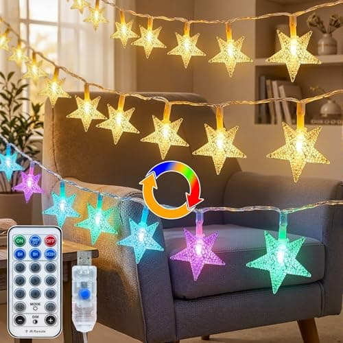 Star Lights String Lights USB 50FT 100 LED Fairy Lights with Remote IP44 Waterproof 11 Modes 2-in-1 Warm White & Multicolor Changing Indoor Outdoor Starry Lights for Bedroom Garden Party Decor - Image 1