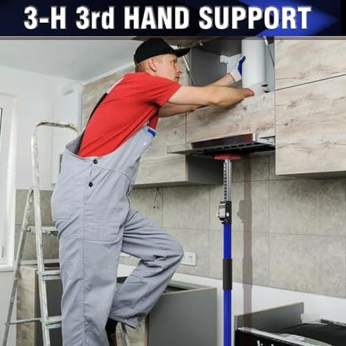 3-H Cabinet Jacks for Installing Cabinets 4 Pack, Heavy-Duty Third Hand Tool Adjustable Support Pole,Extends 29.5-52 Inch, 165 lbs 3-H Capacity | Thickened All-Steel with Dual Safety Lock, Blue - Thumbnail 6