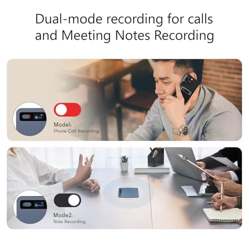 E EAZEYAI AI Voice Recorder, Transcribe & Summarize with AI Technology, Note Voice Recorder with App Control, Support 140 Languages, 64GB Memory, Audio Recorder for Lectures, Meetings, Calls(Blue) - Thumbnail 3