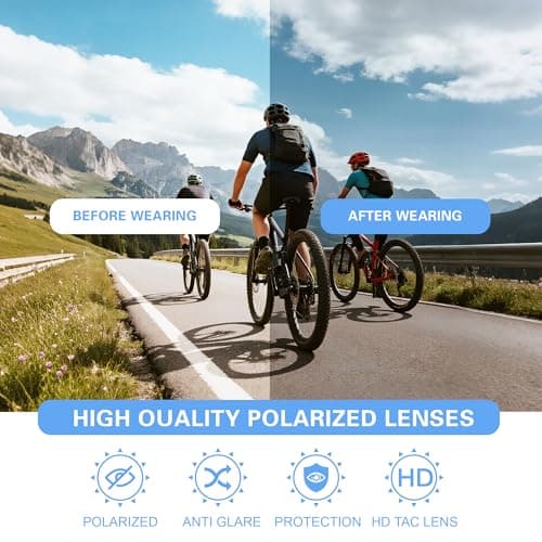 suoso Sports Cycling Glasses for Men: UV400 Polarized Wraparound Sunglasses for Women Running Riding Fishing Baseball TR90 - Thumbnail 5