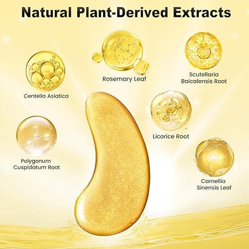 Under Eye Patches (48 Pairs) - 24K Gold Eye Masks Enriched with Abundant Collagen for Dark Circles, Puffiness, Smooth Fine Line, Nourish Skin Gifts for Women - Vegan & USA Tested - Thumbnail 4