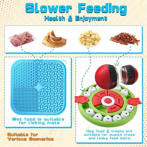 Goohomeey Dog Puzzle Feeder for Small/Middle Breeds - Adjustable Treat Dispenser Funny Slow Feeder Puppy Enrichment Training Toy Pet Interactive Toys Lick Mat Dogs to Keep Dog/Cat Busy - Thumbnail 2