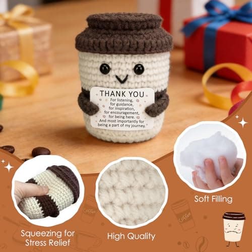 Teacher Nurse Appreciation Gifts For Coffee Lovers Get Well Cheer Thank You Gifts For Women Man Friends Coworkers Employee Volunteer Appreciation Gift Positive Crochet Coffee Lover Gift for Women - Thumbnail 5