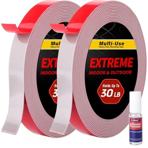PHIXBEAR Super Strong Adhesion, Heavy Duty Double Sided Tape, Waterproof for Indoor & Outdoor Use, Multipurpose Automotive Wall Mounting Foam Adhesive (0.6in×30ft), 2 Rolls - Image 1