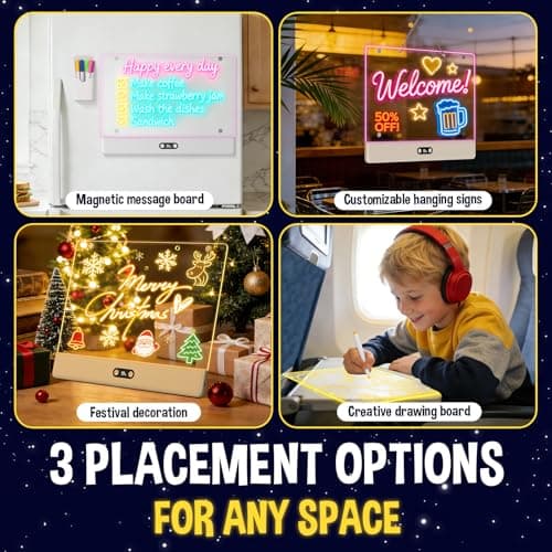 High Grade Led Drawing Board for Kids with 8 Light Effects, 16" Rechargeable Wireless Dry Erase Glow Note Doodle Pad, Acrylic Dry Erase Board with Stand, 2026 Birthday Gifts for Boys & Girls Ages 3–12 - Thumbnail 6