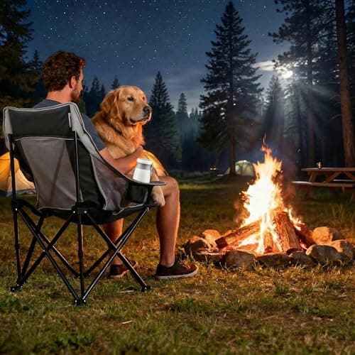 SUNNYFEEL 2 Pack Lightweight Oversized Camping Chairs for Adults Portable Folding Chair with Side Pockets & Cup Holde for Beach,Fishing,Trip,Picnic,Lawn,Concert Outdoor, Carry Bag Included - Thumbnail 2
