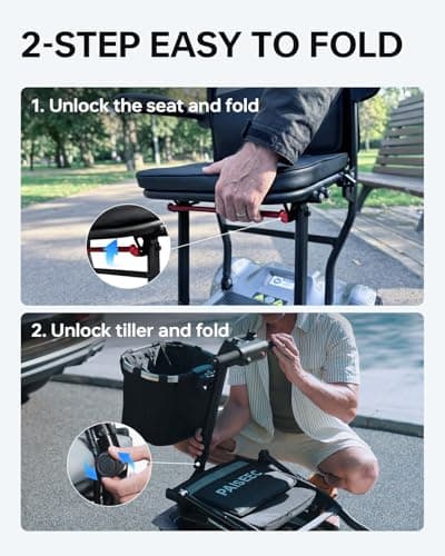 Mobility Scooter PAISEEC D3 Lightweight Mobility Scooter for Senior, 39.7 lbs Folding Mobility Scooters with 2 Batteries, All Terrain Travel Scooter up to 18.6 Miles Airline Approved Mobility Scooters - Thumbnail 6