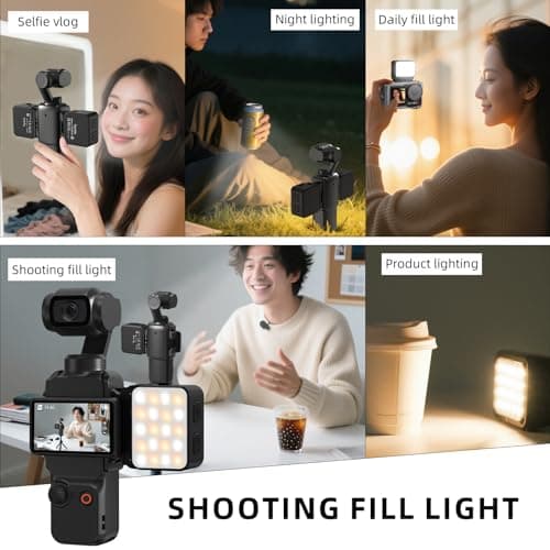 Flymile Pocket 3 Magnetic Mini LED Light Attachment, 8700K Adjustable Fill Video Light for Xtra Muse with Quick-Release Cold Shoe Adapter for DJI Osmo Action 5 Pro/4/3 Camera Cage Accessories - Thumbnail 5
