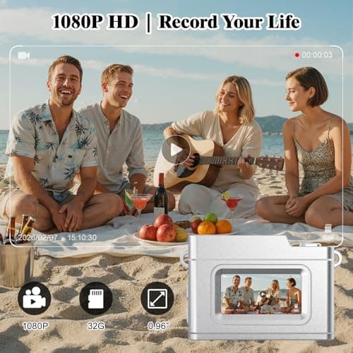 Mini Keychain Digital Camera 1080P, Ultra-Portable Small Retro Camera 32GB Card 6 Filters Video Recorder for Travel Camp Snap Study Party Collectible Vintage Camera Gift Kid Teens Beginner Trendsetter - Thumbnail 5