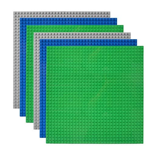 Lekebaby 6 Pack Classic Baseplates 10" x 10", Building Base Plates for Building Bricks, 100% Compatible with Major Brands and Activity Table-Baseplate, Sturdy & Safe, Age 3 and up Kids, Multicolored