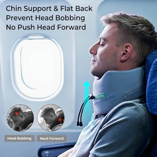 TripPal Airplane Sleeping Travel Pillow: 360° Chin & Neck Support with Flat Back for Side Sleepers on Long-haul Flights - Dual-Density Memory Foam (8lb Non-Collapsing) to Prevent Head Bobbing - Thumbnail 4