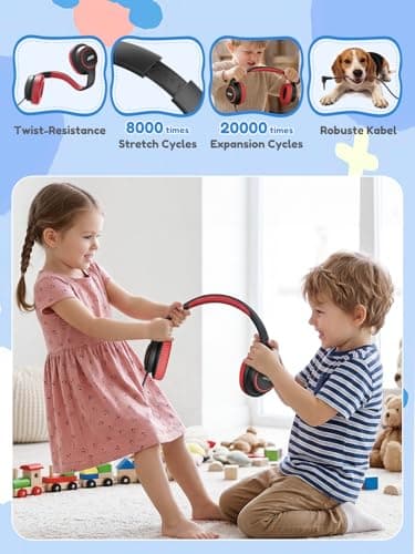 acer Kids Headphones Wired for School - Over Ear Design, 85/94dB Safe Volume Limit, 3.5mm Jack Foldable Headphones for Toddler Boys Girls Classroom Yoto Player Chromebook Travel Black Red - Thumbnail 5