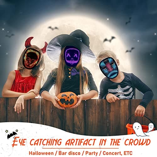 MOYACA Kids LED Mask Light up with Gesture Sensing, Cool Toys Mask for Halloween Costume Christmas Cosplay, Transforms LED Lights, Ideal Gifts for Children Students Birthday Parties Masquerades - Thumbnail 3