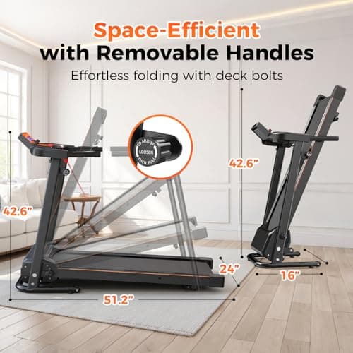 Lastforever Walking Treadmills with Extended Handrails, 2.5HP Quiet Motor, Heart Rate Monitor, 310 lbs Capacity, Treadmill for Seniors, Recovery & Home Jogging - Thumbnail 4