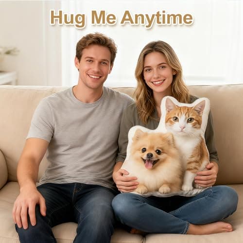 Customizable Photo Throw Pillows, Personalize Your Dog, cat or Couple Photos as Throw Pillows, for Halloween, Christmas, Birthdays. - Thumbnail 2