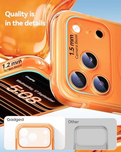 Gadged GPro Air for iPhone 17 Pro Max Case with Screen Protector, [Full Camera Protection] Fit for MagSafe, Mil-Grade Drop Tested, Shockproof Matte Cover for iPhone 17 Pro Max Phone Case 6.9'' Orange - Thumbnail 6
