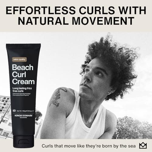 Kings Domain Melbourne Beach Curl Cream | Lightweight Flexible Hold Curl Definer | Anti-Frizz Cream for Long-Lasting Natural Curls - Thumbnail 2