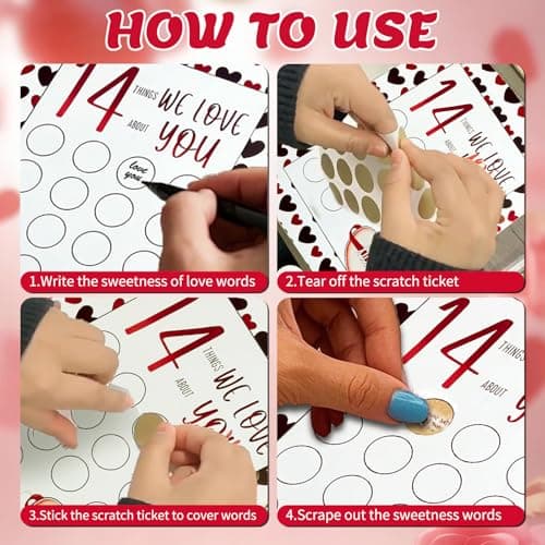 Kephay 2PCS Valentine's 14 Things I Love About You Scratch Off Cards, Valentine's Advent Calendar, Personalized Gift for Him Her Husband Wife Girlfriend Boyfriend (2Pcs - I Love) - Thumbnail 5