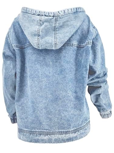 STOLKISS Women Denim Hoodies Casual Button Down pullover Long Sleeve Jean Tops Jacket Trendy Cropped Sweatshirt with Pockets - Thumbnail 5