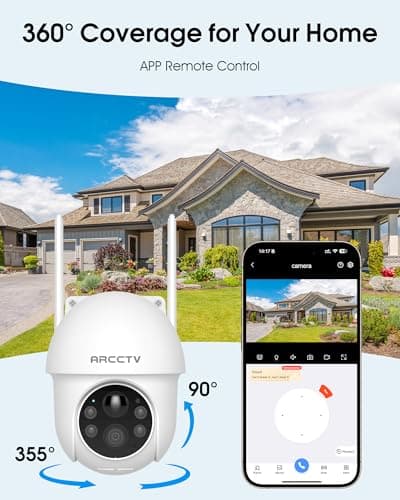 ARCCTV Solar Security Cameras Wireless Outdoor, 4MP 360° View Battery Powered Outdoor Camera, Night Vision with Spotlight, 2-Way Audio, PIR Motion Sensor, 2.4G/5G Dual Band WiFi, SD/Cloud Storage - Thumbnail 4