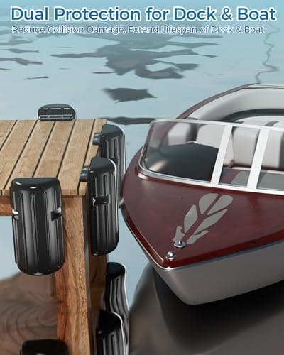 Dock Bumpers, Boat Dock Bumpers for Docking, Fenders Guards for Docking Marine-Grade Straight Dock Edge & Side, UV-Resistant, Vertical Protection, Includes Mounting Hardware - 2 Pack - Thumbnail 2