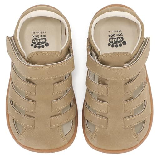 WIDE TOE BOX Barefoot Fisherman Sandals Toddler Leather Casual Beach Vacation Travel Active Shoes Tan Size 5 - Image 1