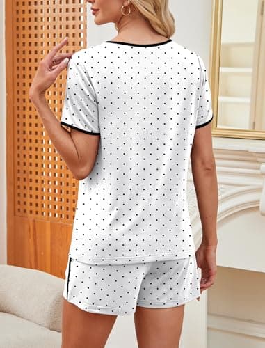 WIHOLL Polka Dot Pajamas for Women Set Shorts Tops and Pants Summer Pj Two Piece Cute Comfy Lounge Sets Pijamas De Mujer Nightgowns 2 Piece Loungewear Sleep Wear 2026 S - Thumbnail 6