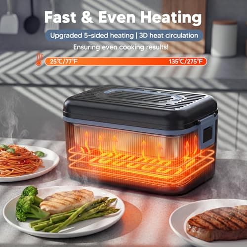 FISHOAKY Cordless Heated Lunch Box, 6.3 Cups Electric Lunch Box with Ice Crystal Box Food Warmer Rechargeable Portable Lunch Box Warmer for Adults Men Women Trucks Driver Office Worker Travel - Thumbnail 3