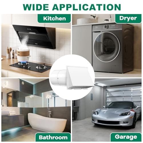 8 Inch Wall Vent Cover with Hood for Kitchen Range Hood Dryer Duct, White - Thumbnail 5