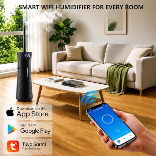 MONISEN 17L Humidifiers for Bedroom Large Room – Ultra Quiet (35dB), 56H Runtime, Smart App&Remote, Auto Humidistat, Top Fill Cool Mist Humidifier, Aroma Diffuser, Auto Shut-Of – Whole House, Black - Thumbnail 3