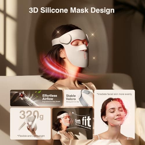 Red Light Therapy for Face, 9 Modes Wireless Face Mask Light Therapy, 850nm Infrared & Red Light Masks, 2500mAh Rechargeable, 3D Facial Fit, Light Therapy Skin Care At Home - Thumbnail 5