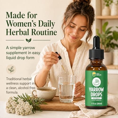 Yarrow Herb Tincture, Organic Yarrow Extract Liquid Drops, Alcohol-Free Achillea Millefolium Herbal Supplement for Women, GMP Certified, Vegan, Non-GMO, Gluten-Free, 1 Fl Oz - Thumbnail 4