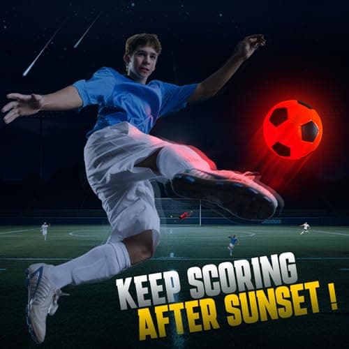Funvip Light Up LED Soccer Ball, Rechargeable Glow in The Dark Soccer Ball with Bag, Christmas Birthday Soccer Gifts for 8-12 Years Old Boy Kids Teens, Cool Boy Toys Gifts for Ages 8 9 10 11 12+ - Thumbnail 5