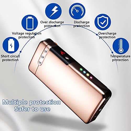 Electric Plasma Lighter RSBYE USB Rechargeable Lighter with LED Battery Indicator No Butane Windproof Lighters Ideal for Candles, BBQ, and Travel (Ice Gold) - Thumbnail 4