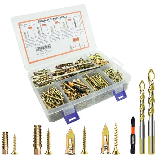 FUCIHOMA 420pcs Self Drilling Drywall & Concrete Anchor Kit (M6 M8, 4 Sizes) with M6 & M8 Drill Bits, Loose Hinge Hole Repair, for Concrete, Wooden, and Home Decor Wall Hole Repair Kit