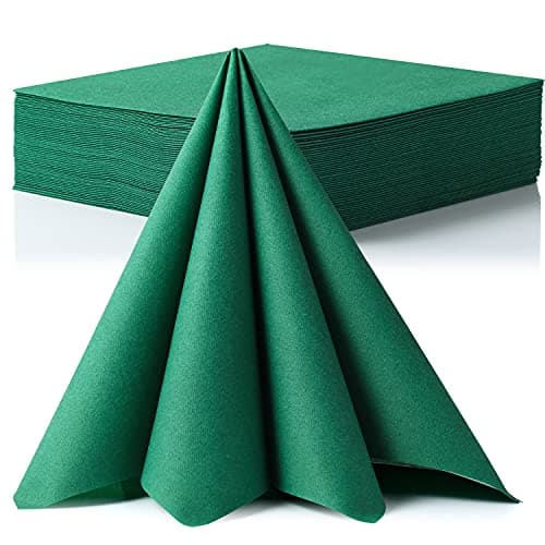 MORGIANA 50 PCS Disposable Dark Green Paper Napkins, Christmas Heavy Duty Linen Feel Dinner Large Green Napkins for Praty Wedding, St Patrick’s Day - Thumbnail 6