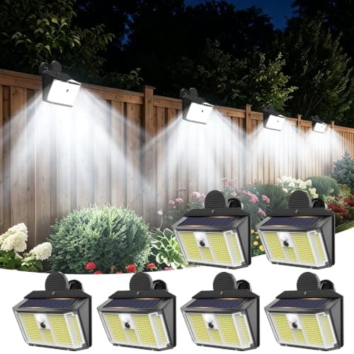Fabrito 268LEDs Clip On Solar Lights Outdoor with Motion Sensor, 650LM Solar Fence Lights Outdoor Waterproof with 3 Lighting Modes, Bright Solar Deck Lights for Fence, Wall, Patio, Garden, 6Pack