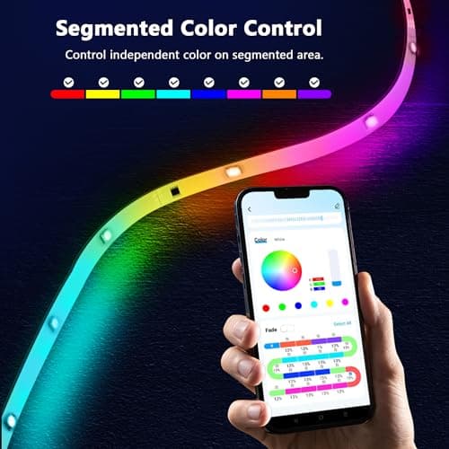 dalattin LED Strip Lights IC+RGB, 5050 Led Lights for Bedroom, DIY Multiple Colors on One Line, Led Lights with Remote&App Control,Color Changing LED Strip Lighting Music Sync,Halloween Gifts, 16.4ft - Thumbnail 4
