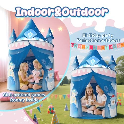 Skirfy Princess Play Tent, Frozen Toy for Girls, Ice Castle Kids Tent Indoor and Outdoor, Large Imaginative Playhouse for Toddler 3+,Christmas Birthday Thanksgiving Gift for Girls-64.2*41.3*41.3 inch - Thumbnail 5