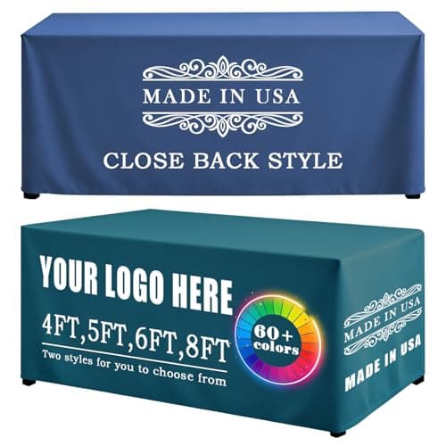 YOUYINYOU Shipping Next Day Custom Table Cloth with Logo Image Text 4/5/6/8/10FT for Business Tradeshow Events Company School Shop Other Important Events (108" L x 83" W) - Image 1