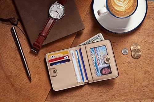 Gostwo Wallet for Women, Small RFID Blocking Wallet, Slim Credit Card Holder Wallet, Compact Bifold Luxury Genuine Leather Pocket Passport Wallet Ladies Girls Mini Purse Travel with ID Window, Sand - Thumbnail 6