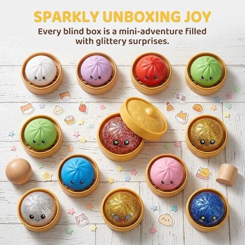 Vimilove Glitter Dumpling Squishy Set - Colorful Sensory Stress Relief Collections, Random Squishy Gift Box with Sparkly Dumplings for Party Favors & Collectibles (Random-5PC) - Thumbnail 5