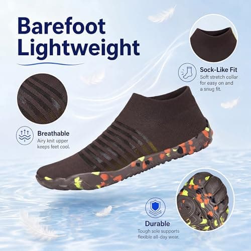 GEMYSE Water Shoes for Women Men Barefoot Lightweight Quick-Dry Aqua Socks Non-Slip Beach Pool Swim Footwear with Holes(Coffee,women9/men8) - Thumbnail 3