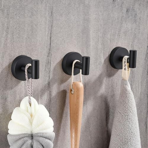 MNGD Towel Hooks Shower Suction Hook Towel Hanger for Bathroom Hanging Coat, Robe, Removable Wall Mounted Hook for Bedroom Kitchen Hotel Pool Matte Black(2-Pack) - Thumbnail 2