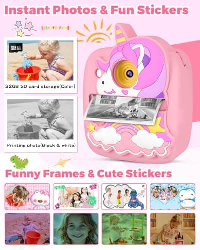 Kids Camera Instant Print, Christmas Birthday Gifts for Girls Age 3-8, 48MP &1080P Children Camera with Photo Paper, Portable Toy Instant Camera for Kids 3 4 5 6 7 8 9 10 Year Old Girls - Thumbnail 6