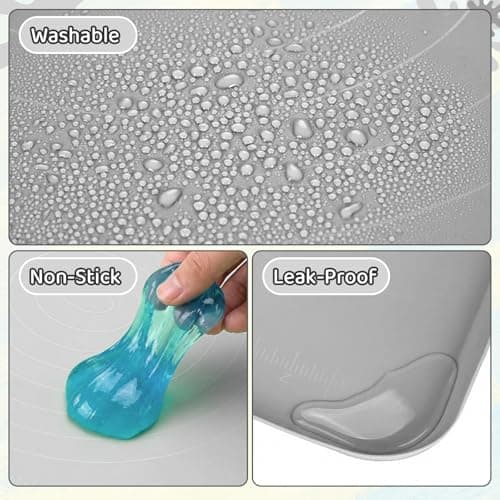 Extra Large Silicone Painting Mat for Crafts, 24”x 19” Waterproof Art Mat with Raised Sides for Paint, Clay Playdough, & Jewelry-Making (Grey) - Thumbnail 5