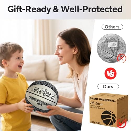 ALLINCOZY Covered Silent Basketball, Fabric Cover Soft Foam Airless Basketball, High Bounce, Noise-Free Training Ball, Gifts Packaging, Safe for Indoor Activities - Thumbnail 4